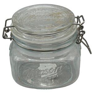 Mason Glass Jar With Locking Lid 1.5-Cup Capacity Storage Jar Wire Closure READ
